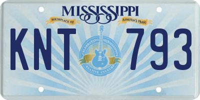 MS license plate KNT793