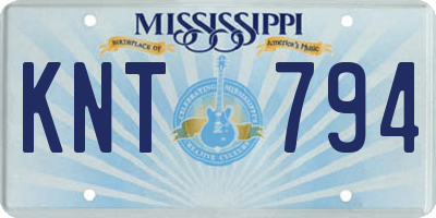 MS license plate KNT794