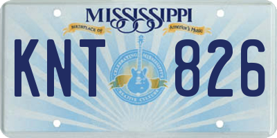 MS license plate KNT826