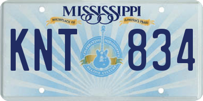 MS license plate KNT834