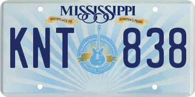 MS license plate KNT838