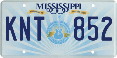 MS license plate KNT852