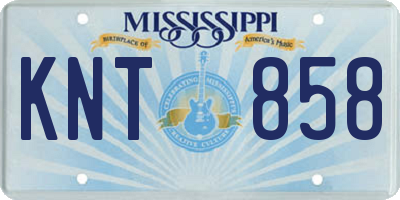 MS license plate KNT858