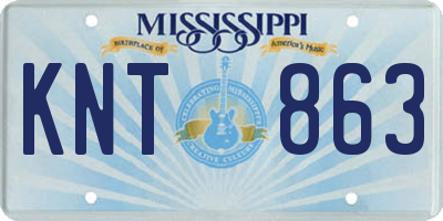 MS license plate KNT863