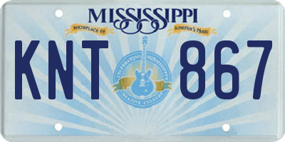MS license plate KNT867