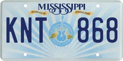 MS license plate KNT868