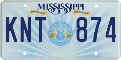 MS license plate KNT874