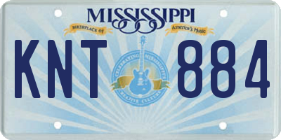 MS license plate KNT884
