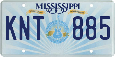 MS license plate KNT885