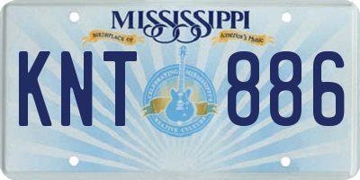 MS license plate KNT886