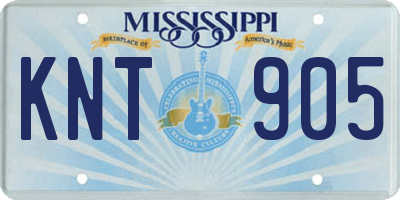 MS license plate KNT905
