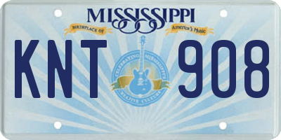 MS license plate KNT908