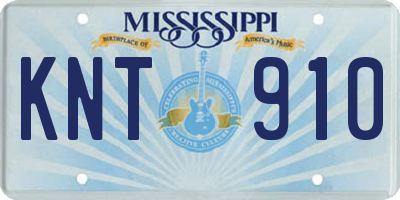 MS license plate KNT910