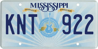 MS license plate KNT922
