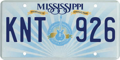 MS license plate KNT926
