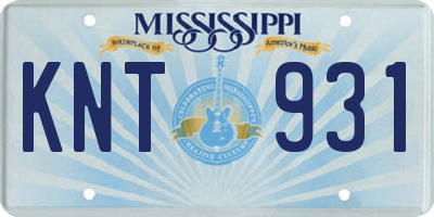 MS license plate KNT931