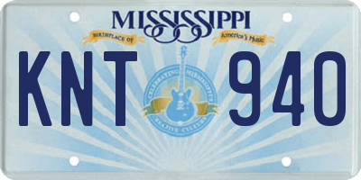 MS license plate KNT940