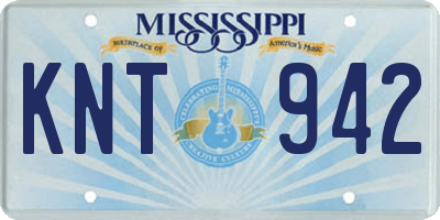 MS license plate KNT942