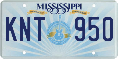 MS license plate KNT950