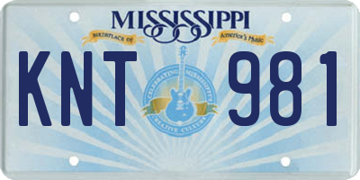 MS license plate KNT981