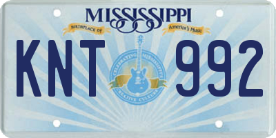 MS license plate KNT992
