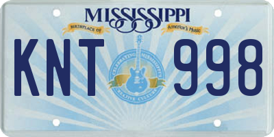 MS license plate KNT998