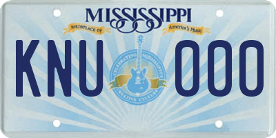 MS license plate KNU000