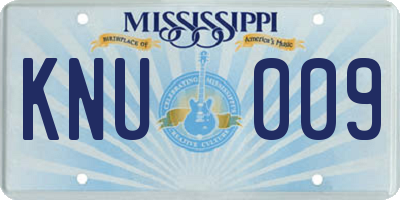 MS license plate KNU009