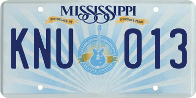 MS license plate KNU013