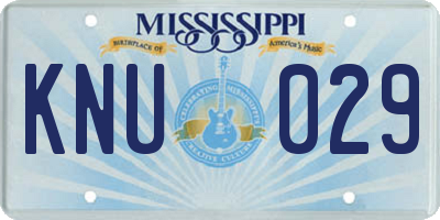MS license plate KNU029