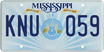 MS license plate KNU059