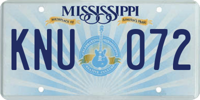 MS license plate KNU072