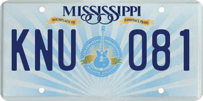 MS license plate KNU081