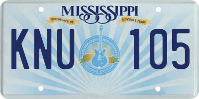 MS license plate KNU105