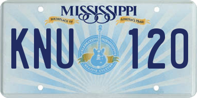 MS license plate KNU120