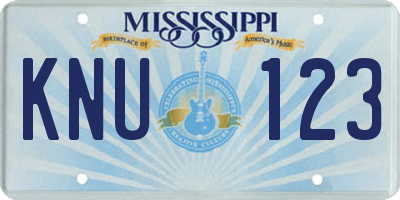MS license plate KNU123