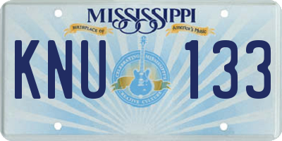 MS license plate KNU133