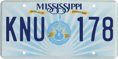 MS license plate KNU178