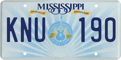 MS license plate KNU190