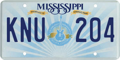 MS license plate KNU204