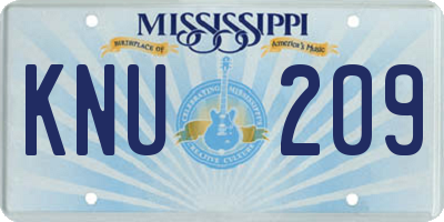 MS license plate KNU209