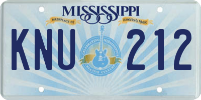 MS license plate KNU212