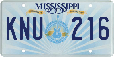 MS license plate KNU216