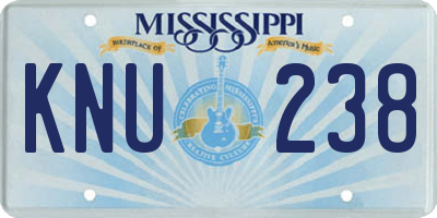 MS license plate KNU238