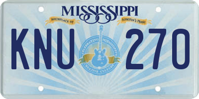 MS license plate KNU270