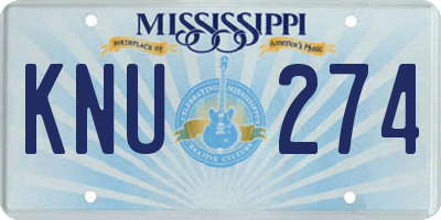 MS license plate KNU274