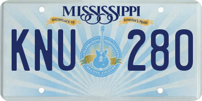 MS license plate KNU280