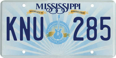 MS license plate KNU285