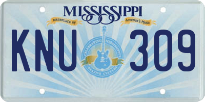MS license plate KNU309