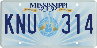 MS license plate KNU314